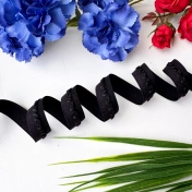 Бейка стрейч, резинка-пополамка, 15 мм, черный, 3607ТР img