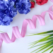 Бейка стрейч, резинка-пополамка, 15 мм, розовый, 3555ТР img