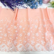 Кружево стрейч вышивка на сетке, персиковое, шир. 27 см, арт. 1956К img