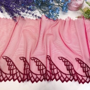 Кружево не стрейч вышивка на сетке, бордовое, шир. 23 см, арт. 1949К img