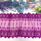 Кружево не стрейч вышивка на сетке, фуксия, шир. 19 см, арт. 1951К img